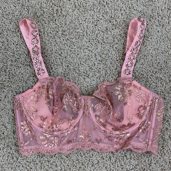 NWT Victoria’s Secret dream angels push up without padding pink lace bra sz 34D - Picture 1 of 9